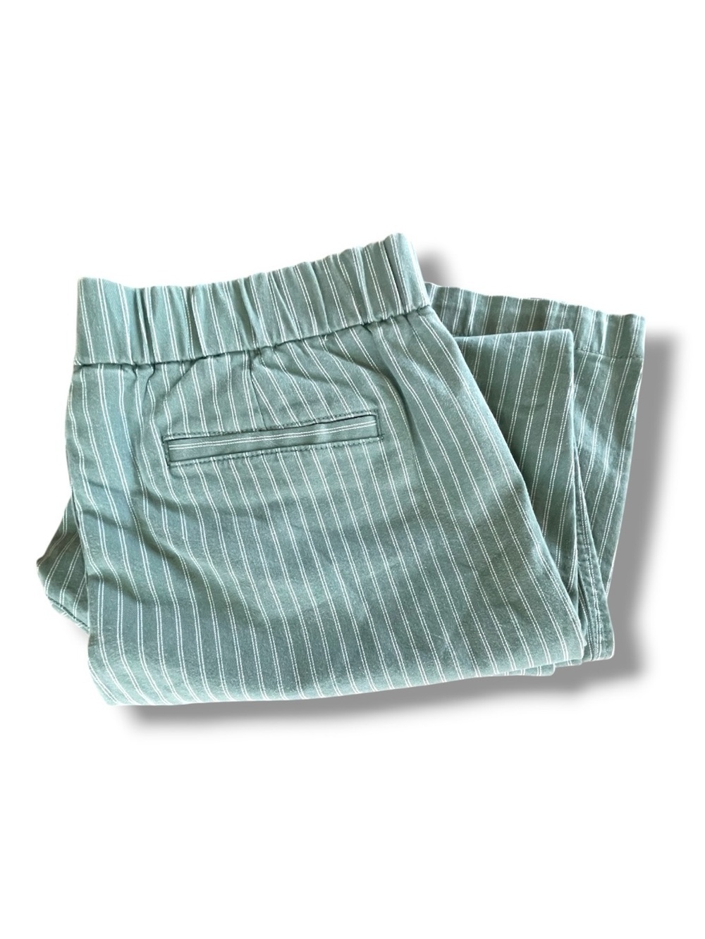 Lands’ End Sage Green Pinstripe Cropped Ankle Pants Mid Rise Cotton Blend